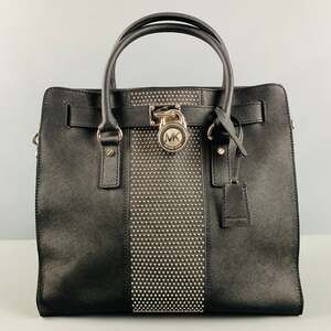 MICHAEL by MICHAEL KORS Black Studded Coated Canvas Tote Handbag